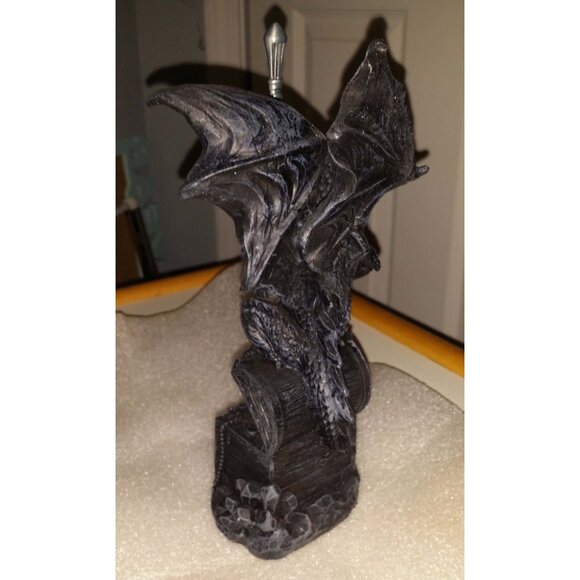 Dragon guarding treasure with sword letter opener Statue. - Picture 7 of 10